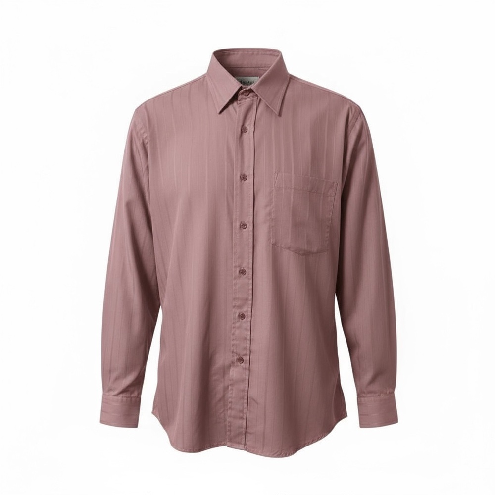 Protocol Men’s Button Up Dress Shirt Stripes Dusty Rose Mauve Long Sleeve